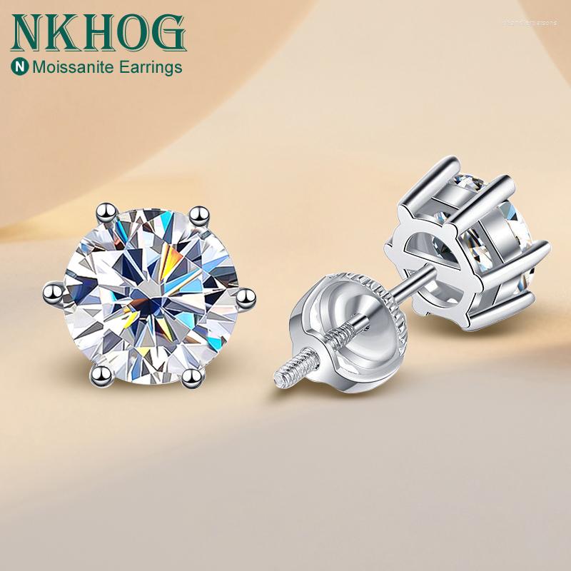 

Stud Earrings NKHOG 0.5-2ct Moissanite For Women 925 Sterling Silver D Color VVS Lab Diamond Screw Back Studs Men Luxury Fine Jewelry