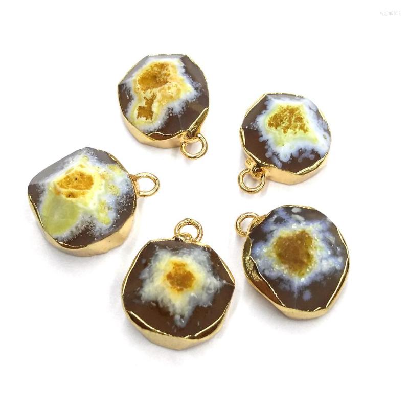 

Charms Natural Semi Precious Stone Pendant Irregular Shape Agates Section Hemming Making Necklaces Bracelets And Earrings For DIY
