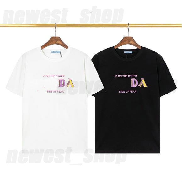 

2023 designer Mens summer t-shirt T shirt luxury classic letter triangle print rainbow color back white tshirts red simple clothing Casual slim fit tee top