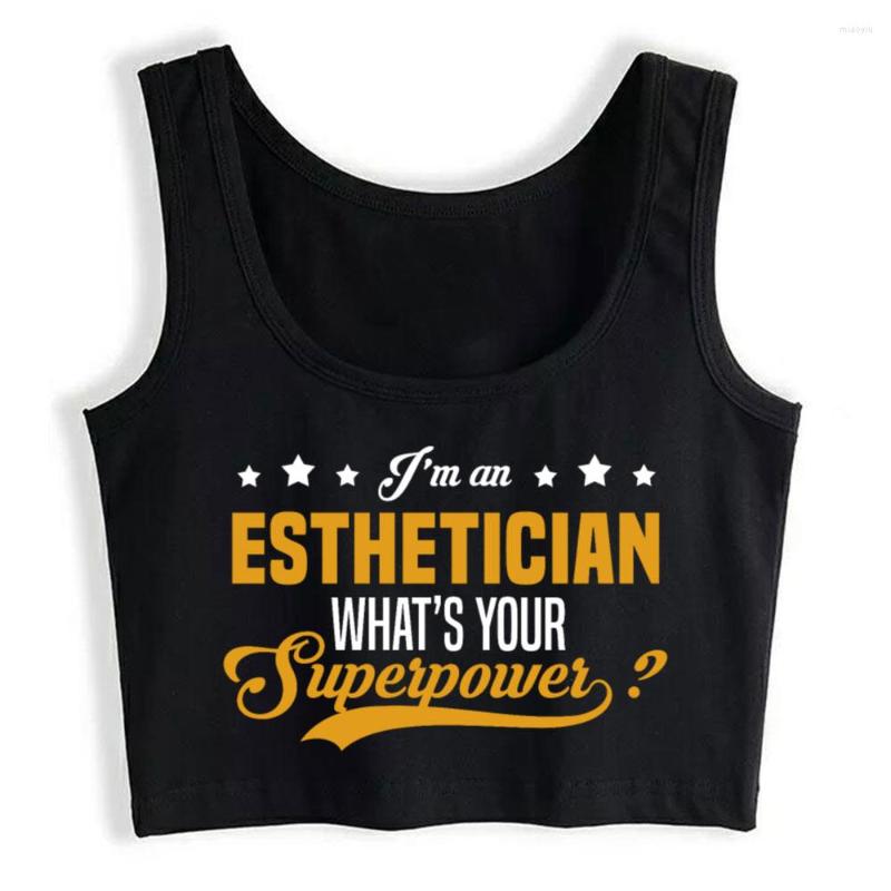 

Women' Tanks Crop Top Schoonheidsspecialiste Fashion Vintage Custom Sexy Streetwear Womens Tops Blusas Mujer De Moda Gym Tank Topvrouwen, Black