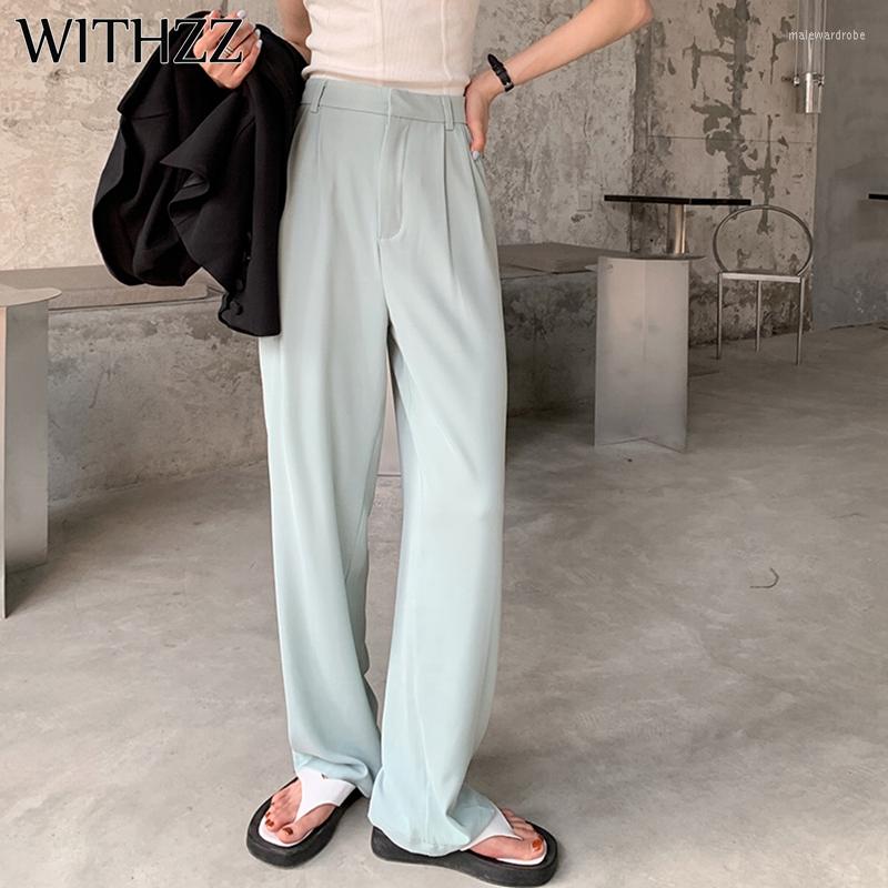 

Women' Pants WITHZZ Spring Summer Straight Trousers Women' Loose Thin Solid Color Casual, Black