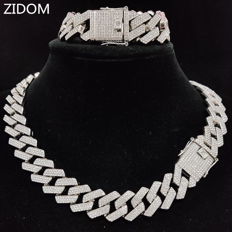 

Chokers Men Women Hip Hop Chain Necklace for Fashion party 20mm width Rhombus Cuban Chains Hiphop Iced Out Bling jewelry 230202