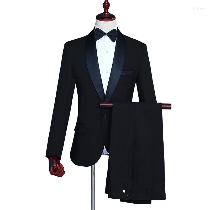

Men' Suits (Jacke Pants) Men' Business Formal Two-piece Set One Button Shawl Collar Solid Color Casual Suit Banquet Daily Party, Picture shown