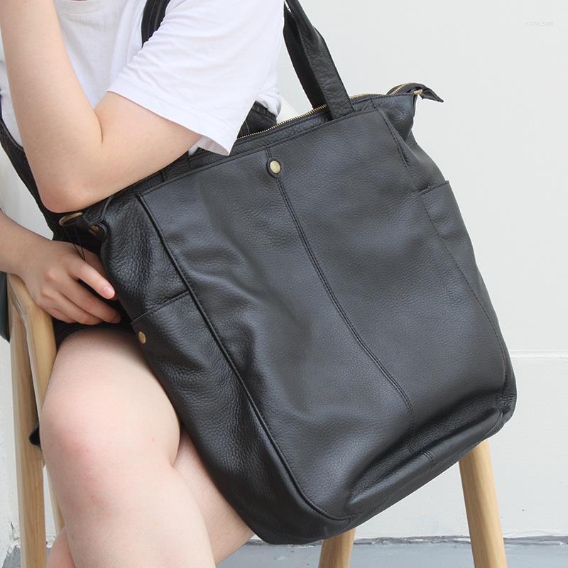 

Evening Bags Women's Bag Soft Cowhide Handbags Large Capacity Casual Tote Female Winter Genuine Leather Crossbody Shoulder Shopping, Black