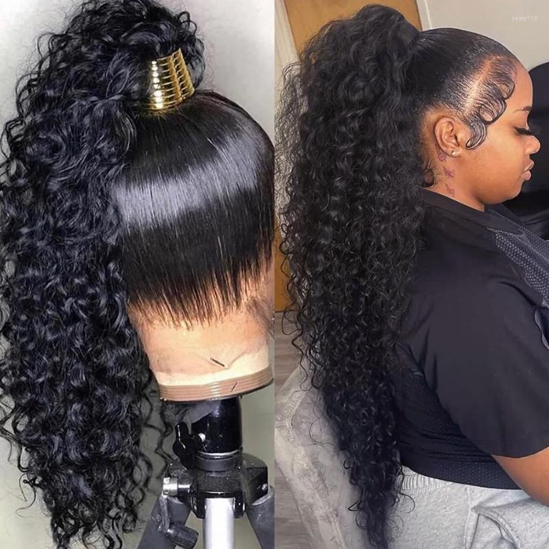 

Inch Curly 360 Full Lace Wig Human Hair Pre Plucked Remy 250 Density Frontal Loose Deep Wave 13x4 Front For Women, 13x4 hd lace wig