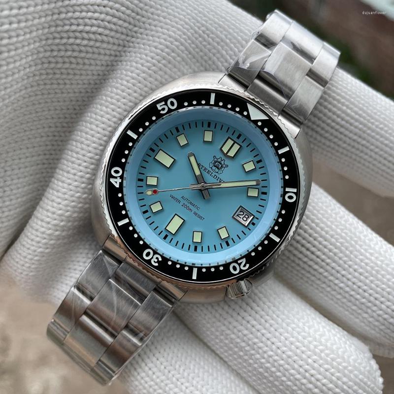 

Wristwatches Color Mechanical Dive Watch 200M Waterproof STEELDIVE SD1970B Abalone Swiss Luminous NH35 Movement Men Classic Wristwatch, 70b-fs-tl
