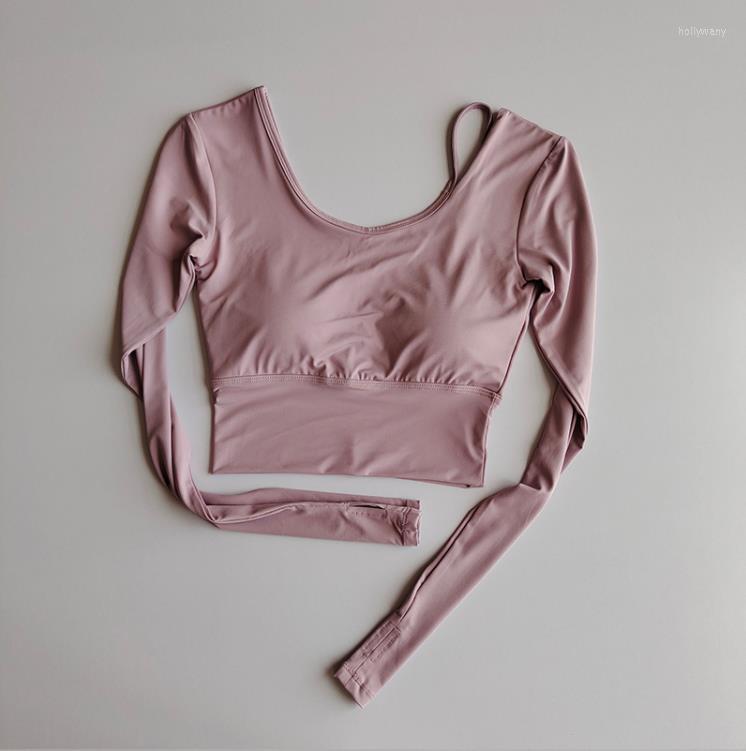 

Active Shirts Women's Yoga Clothes In Autumn And Winter Sports Shirt With Chest Cushion Long Sleeves Fashion Simplicity Fitness, Black