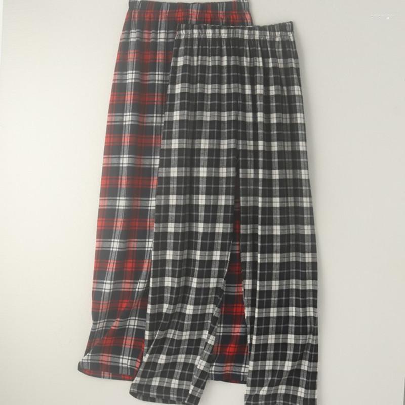 

Men's Sleepwear Men's Pants Cotton Plaid Sanding Wear Home Spring Autumn Trousers, Black