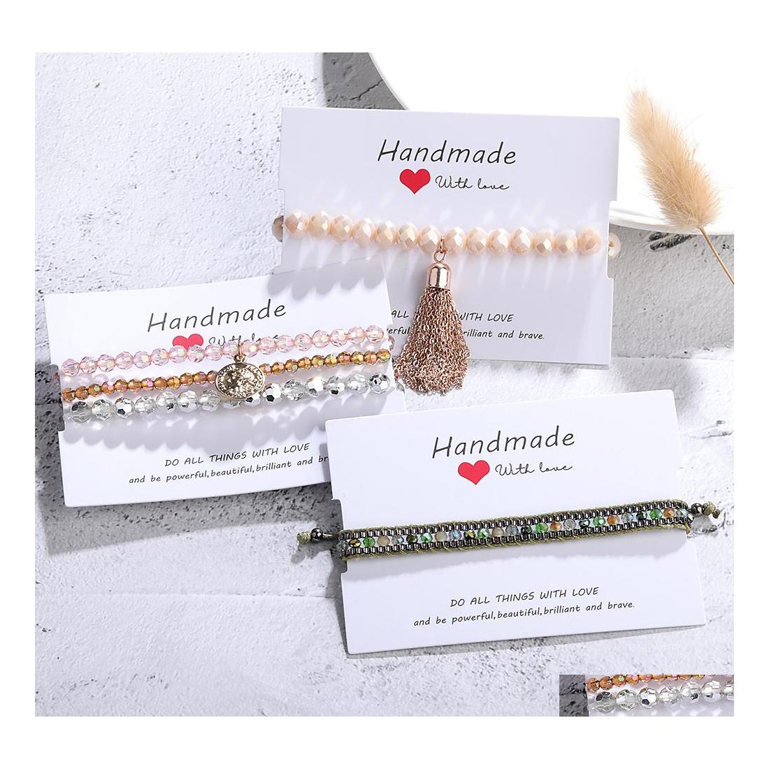 

Beaded Strands Handmade Crystal Bead Bracelet Womens Rhinestone Glass Round Coin Charm Stretch Bangle Girl Wrap Jewelry Drop Delive Otsgi