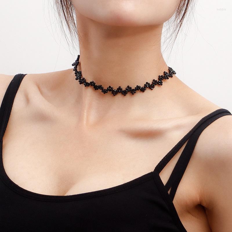 

Choker Fashion Summer Alloy Hand Braided Black Zircon Necklace For Women Jewelry Accessories