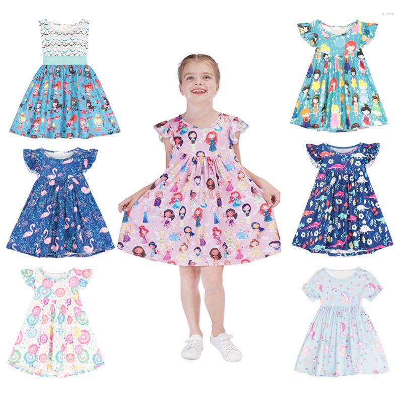 

Girl Dresses 2023 Summer Gril Dress Bat Sleeve Sleeveless Ball Gown Clothing Kids Baby Cartoon Princess Children Leisure Clothes