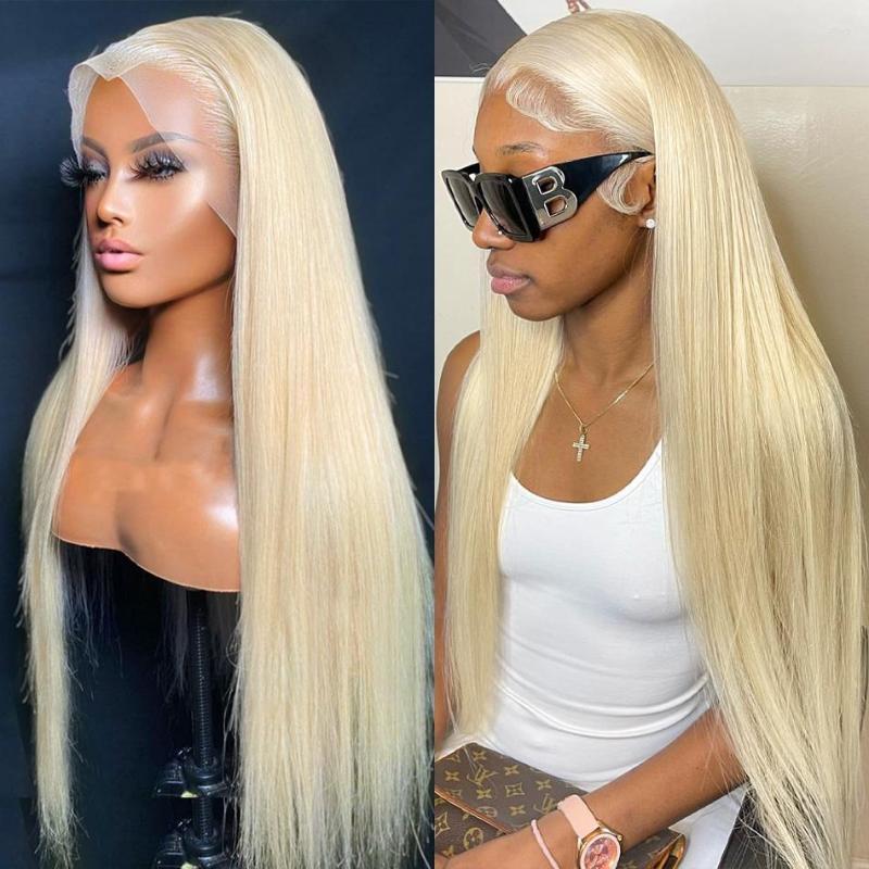

Poker Face Brazilian Bone Straight 28 30 32 Inches 613 13X4 Lace Front Human Hair Wigs Honey Blonde HD Frontal Remy, Picture shown