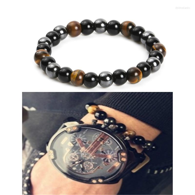 

Strand Pulsera Hombre Natural Black Obsidian Hematite Tiger Eye Beads Bracelets Men Magnetic Health Protection Women Yoga Jewelry