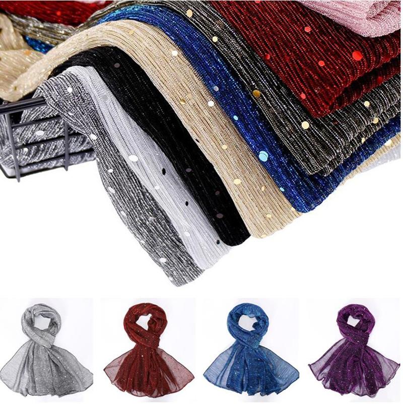 

Ethnic Clothing Fashion Beautiful Scarf Breathable Hijab Turban Sequin Pleated Femme Muslim Dress Islamic