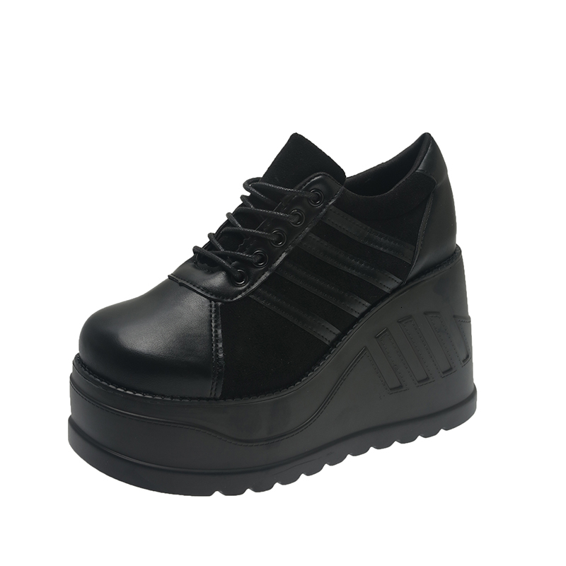 

Dress Shoes Big Size -43 Brand Design Female Goth Platform Fashion Cosplay Wedges High Heels Women's Pumps Street Sneaker Shoes Woman 230203, Black
