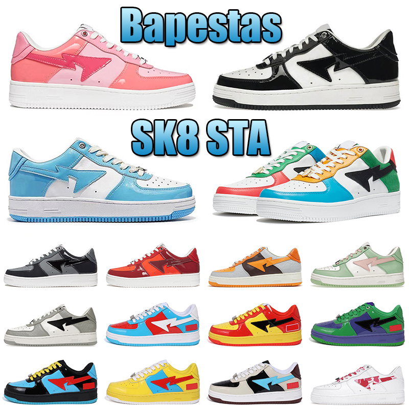 

Sk8 sta running shoes A Designer Bapestas ABC camo combo pink black white green red orange camouflage men women trainers sports sneakers classic platform shoe size 45, 36-45 pastel blue