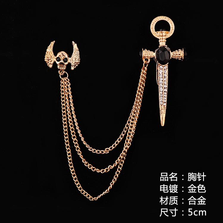 

Men's Vests Suits Personalized With Tassel Badge Guitar Musical Instrument Jewelry Chain Brooch Cross AccessoriesMen's, Beige