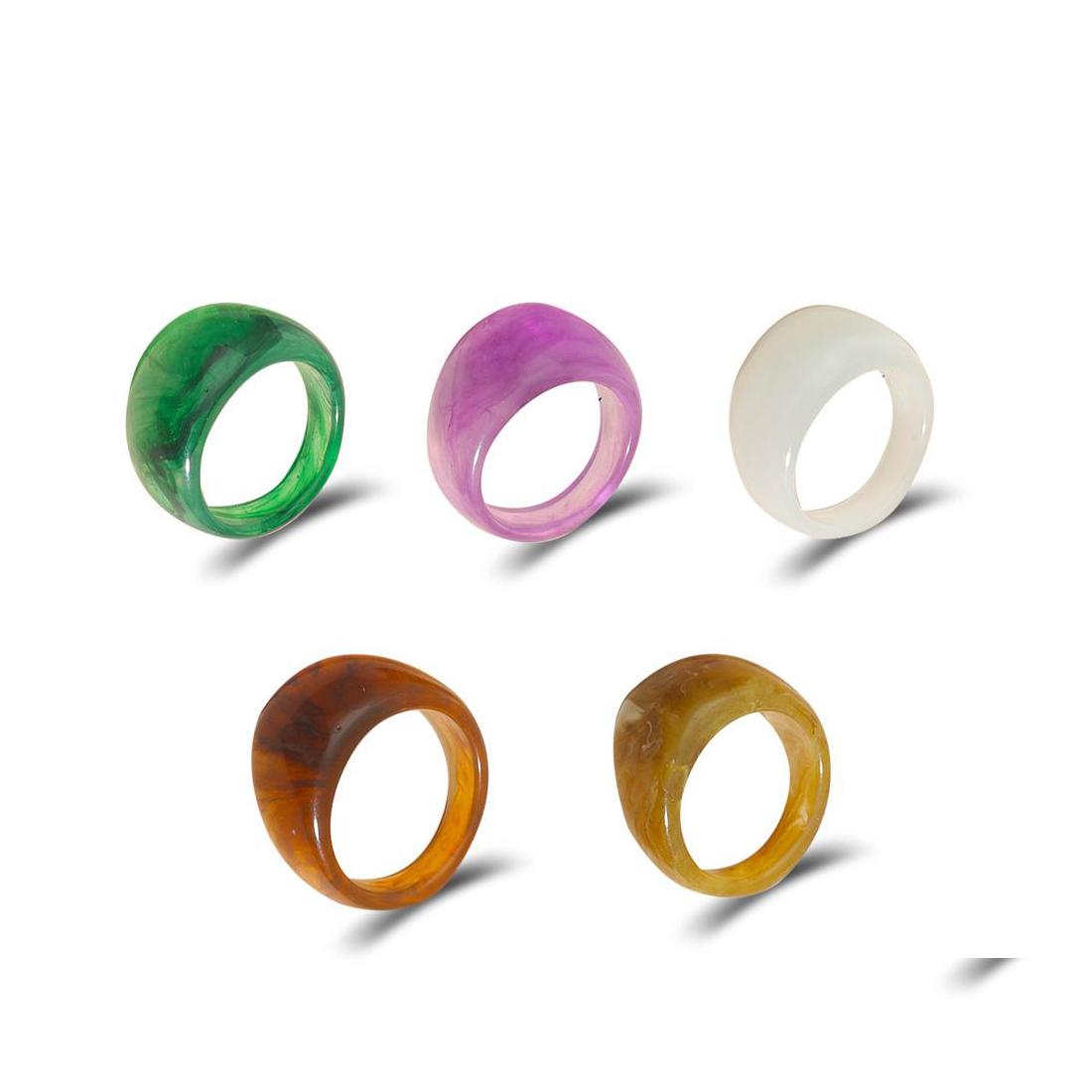 

Band Rings Creative Color Transparent Acrylic Ring Jewelry Personality Simple Round Resin Men And Women With The Same Luckyhat Drop D Dhhfn