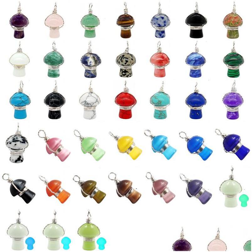 

Charms Bk Copper Wire Wrap Mushroom Natural Stone Quartz Crystal Amethysts Tiger Eye Pendant For Necklaces Earrings Jewelry Dhgarden Dhbiz