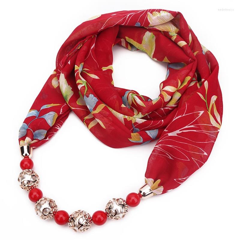

Scarves Women Floral Printing Scarf Chiffon Necklace Pendant Jewelry Headwrap Hijab Soft Neck Wear