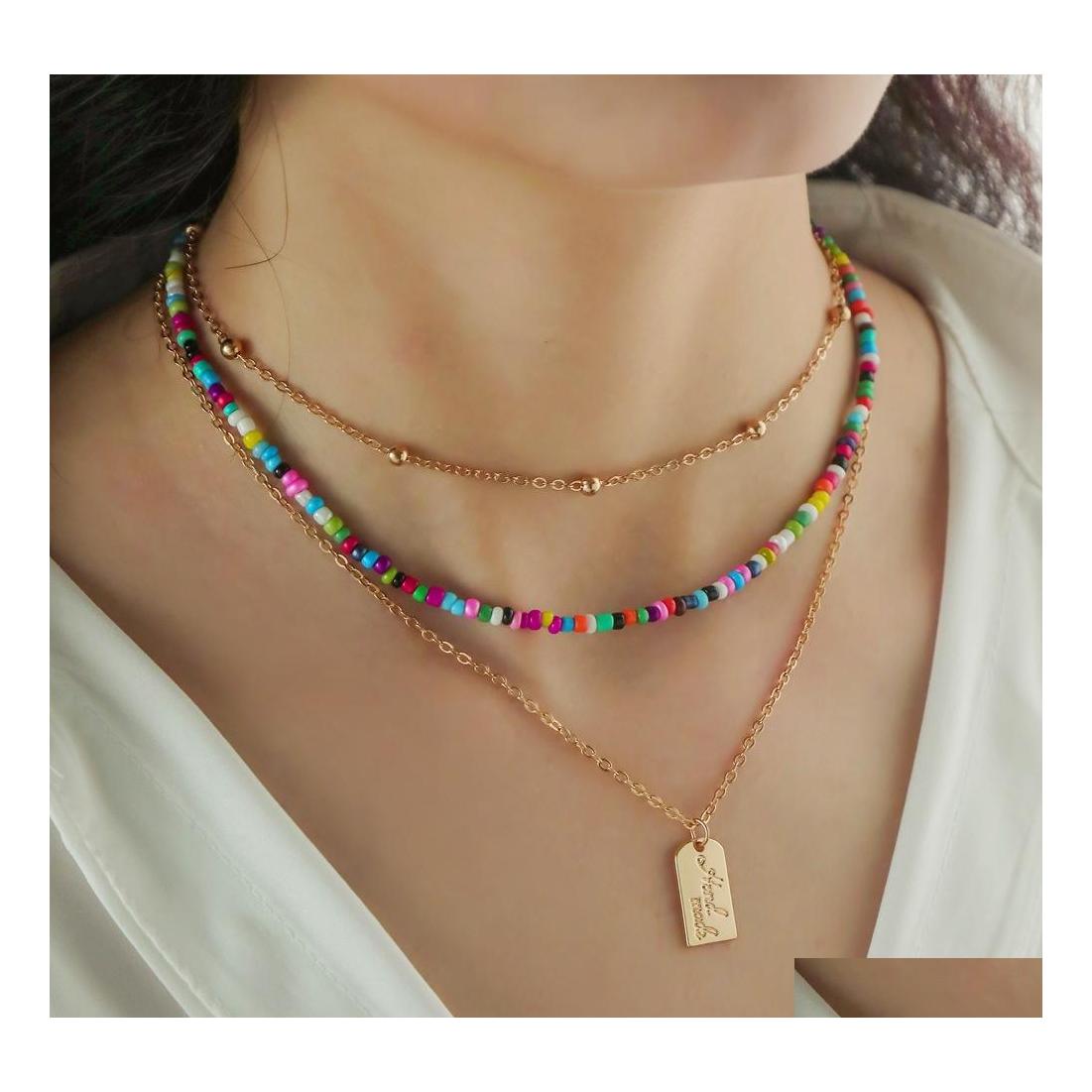 

Pendant Necklaces Bohemian Jewelry Mtilayer Necklace Beads Metal Drop Delivery Pendants Dhcae