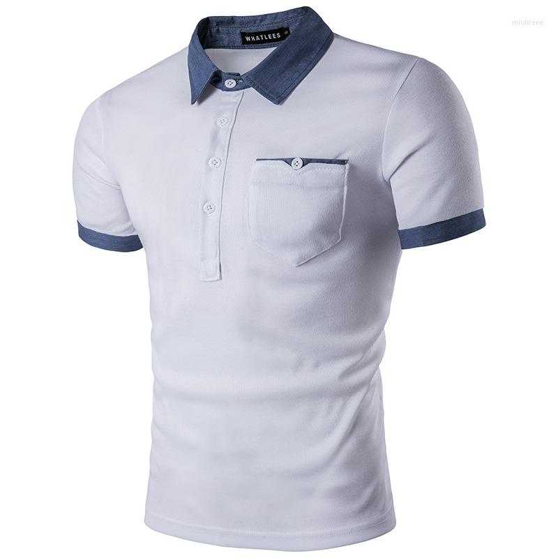 

Men's Polos Business Office Polo Shirt Men Brand Casual Cotton Shirts For Breathable Short Sleeve Clothing MTS9, White