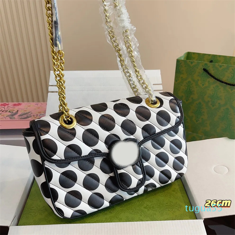 

Cross Body Chain Dot bag Crossbody Designer Bags Fashion Shoulder Handbags Women, Black 26x7x16cm