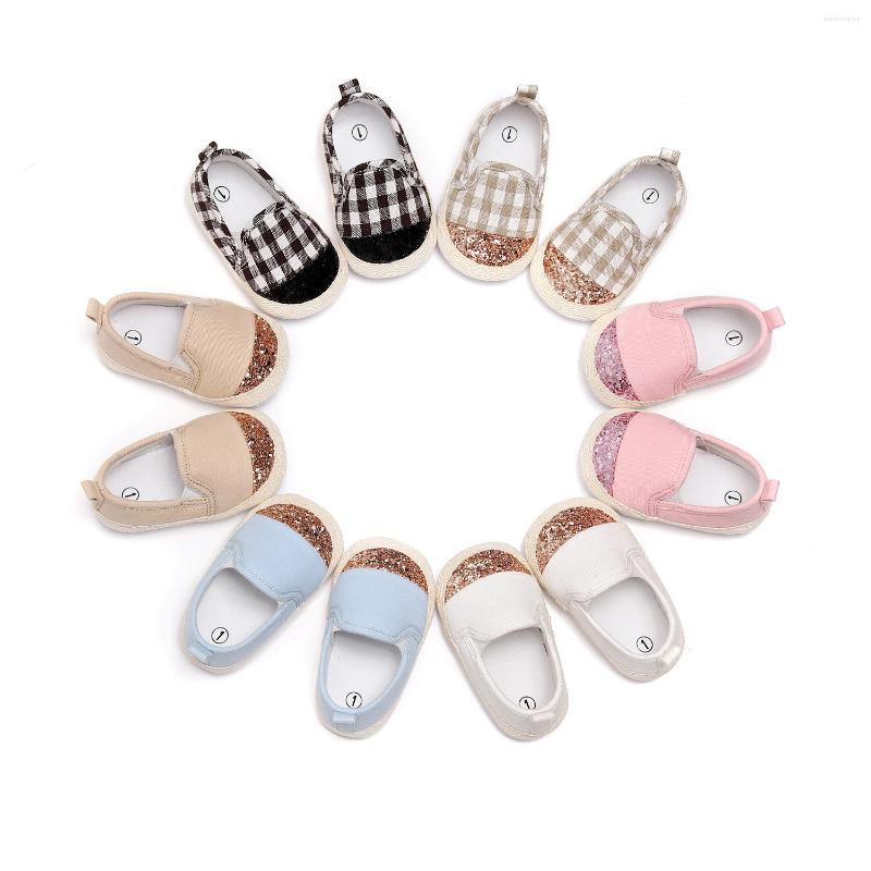 

First Walkers -18M Born Boys Plaid Shoes Causal Sequin Soft Sole Calssical Canvas Toddlder, Auburn