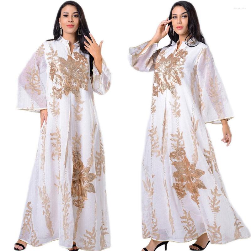 

Ethnic Clothing Women Long-sleeved Dress Moroccan Muslim Abaya Maxi Kaftan Islamic Party Jalabiya Caftan Gown