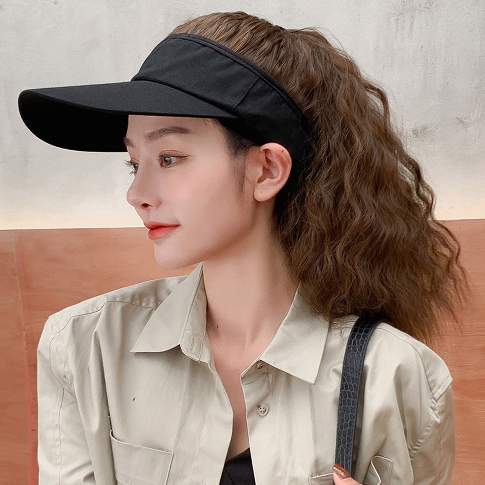 

Ball Caps Baseball Cap With Hair Extensions Wig Women Summer Hat Attached Kinky Curly Adjustable Wave piece 230203