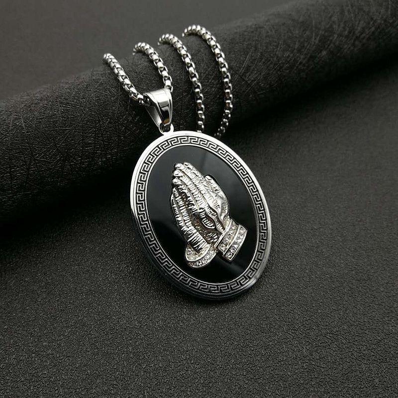 

Pendant Necklaces POTCET Neutral Stainless Steel Prayer Bergamot Titanium Necklace Geometric Hip Hop Fashion Party Jewelry