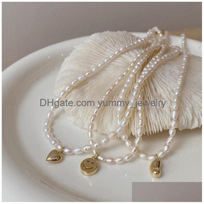 

Pendant Necklaces Design Fashion Jewelry Simple Natural Freshwater Pearl Love Necklace Elegant Womens Clavicle Necklacependant Drop Dh4Mr