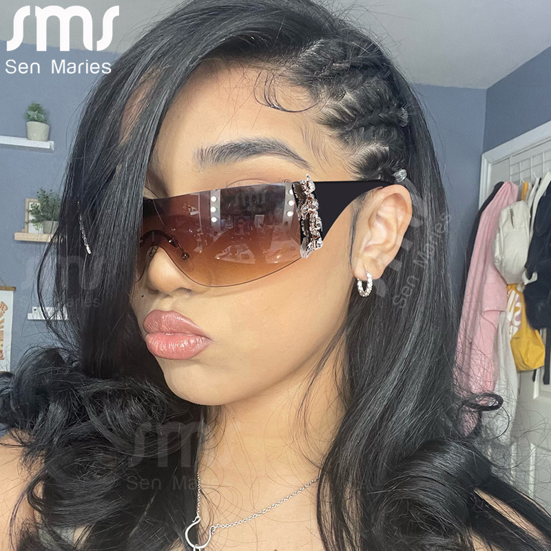 

Sunglasses Fashion Diamond Y2K Luxury Brand Punk Sun Glasse 2000s Goggle UV400 Shades Eyewear Da Sole Donna 230202