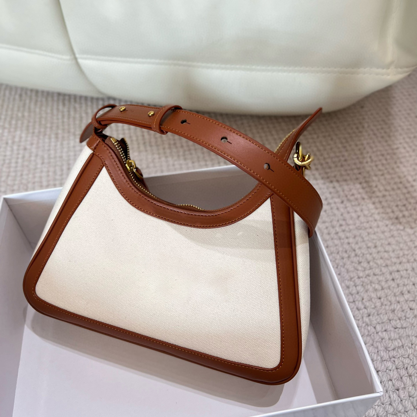 

5A Designer Bag Letter Canvas Underarm Handbags Single Zipper Chain Splicing Shoulder Strap Purse, Green