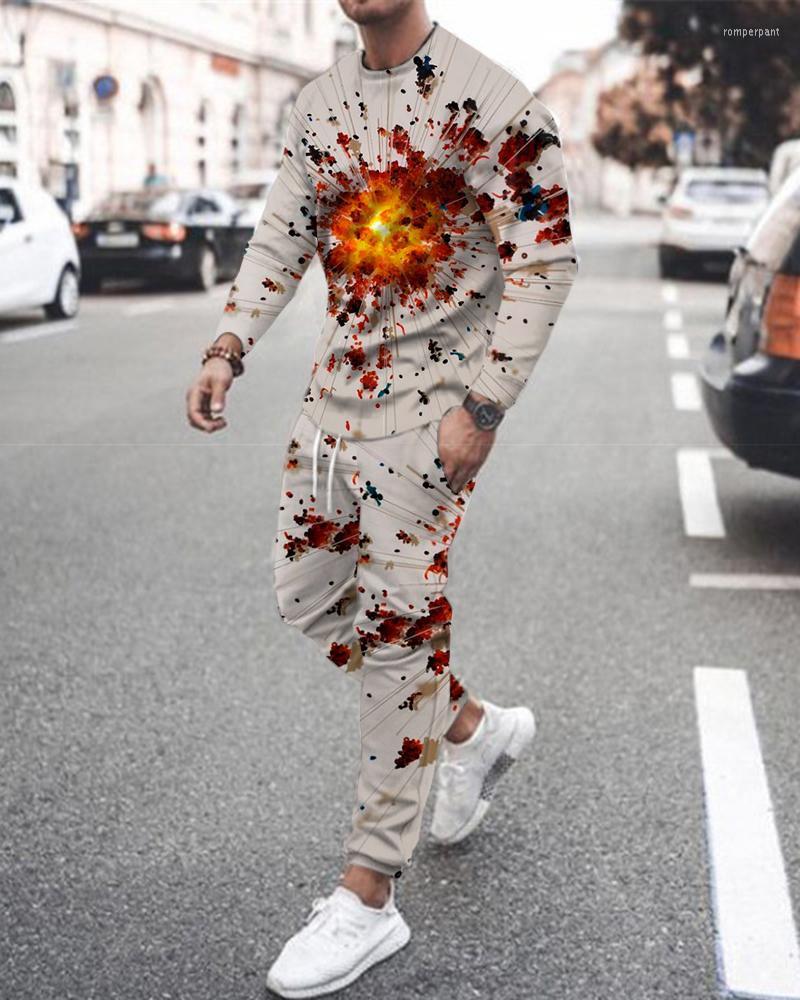 

Men' Tracksuits Men' 2-Piece 3D Explosion Fragment Printed Sportswear Long Sleeve T-Shirt Casual Streetwear Oversized, Tc1072
