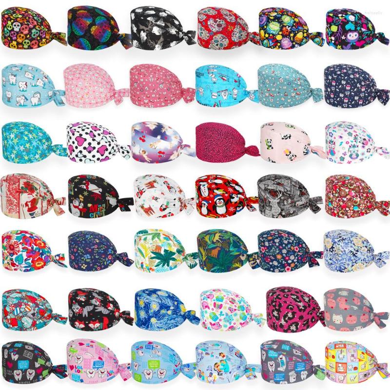 

Berets Adjustable Cartoon Cap Pure Cotton Work Scrubs Hat Lab Working Surgicals Spa Vet Dentist Nursing Accessories Scrub Hats