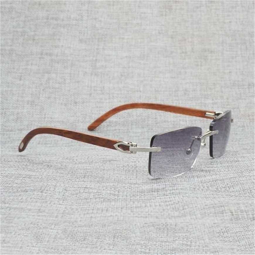 

30% OFF 2023 Natural Black White Buffalo Horn Men Rimless Square Wooden Clear Frame Vintage for Club Outdoor Shades