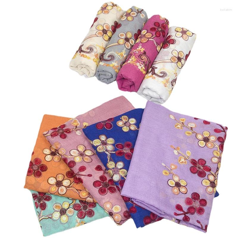 

Scarves Cotton Embroidery Women Beautiful Spring Scarf Muslim Hijab Lady Shawl Beath Towel Air Conditioning