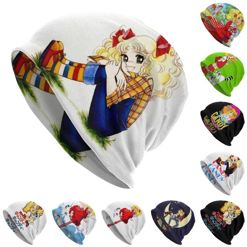 

Berets Candy Anime Manga Bonnet Femme Hippie Knitted Skullies Beanies Caps Women Men Autumn Winter Warm Slouchy Beanie Hat