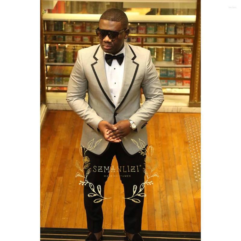 

Men's Suits SZMANLIZI MALE COSTUMES Formal Light Grey Mens Party Blazer Fashion Design Wedding Groom Tuxedos 2 Pieces Terno Masculino, Auburn