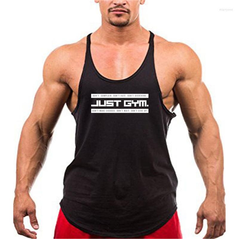 

Men's Tank Tops Brand Bodybuilding Stringer Top Men Cotton Workout Y Back Singlets Fitness Tanktop Gym Clothing Muscle Sleeveless Vest, Black blank