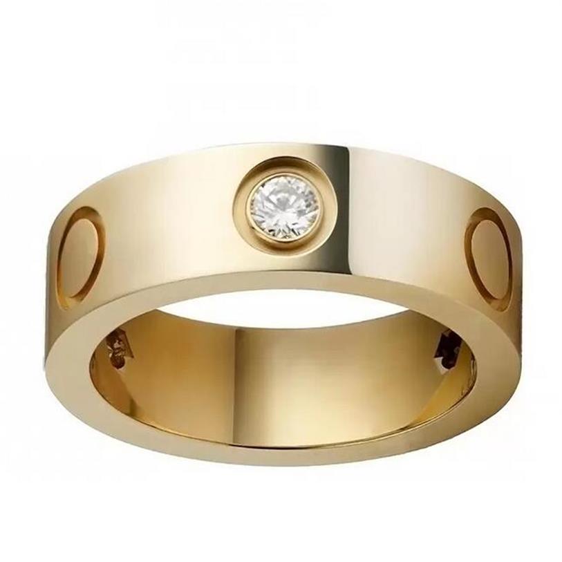 

Love Screw Ring Men's Band Rings 3 Diamonds Classic Designer Jewelry Women Titanium Steel Alloy Gold-Plated Never Fade Not Al283S