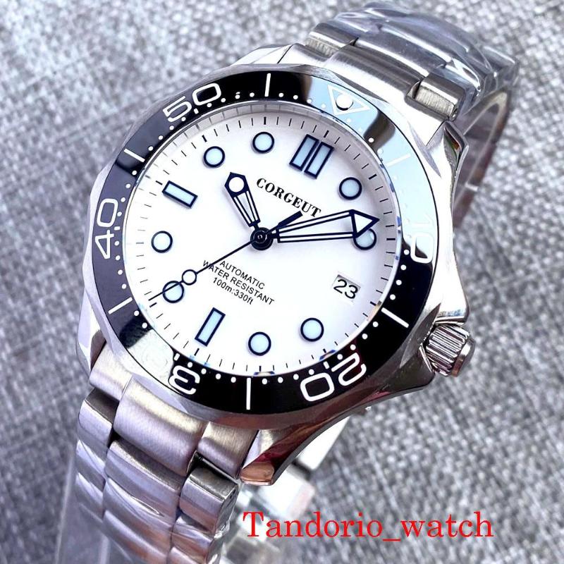

Wristwatches Arrival 41mm 24 Jewels NH35A Black Blue White Dial Sapphire Glass Ceramic Bezel Automatic Men's Watch Luminous