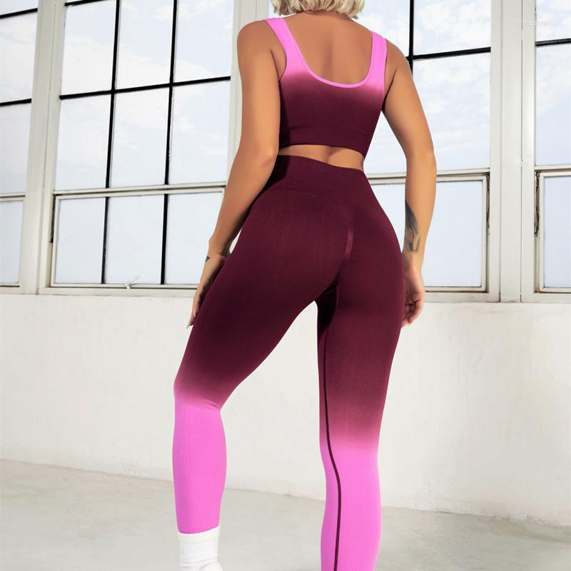 

Active Sets Women' Yoga Set Sport Bra And Gym Clothing Ombre Seamless Leggings Padded Push-up Energy Sports 2 Pcs Workout Suits, Pink set