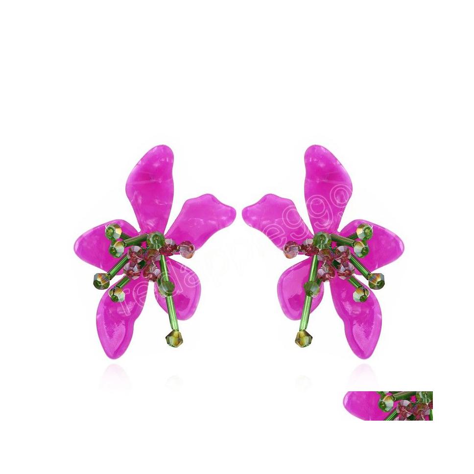 

Dangle Chandelier Cute Korean Handmade Purple Flowers Earrings Acrylic Resin For Women Bohemian Wedding Jewelry Accessories Drop De Dh2Ta