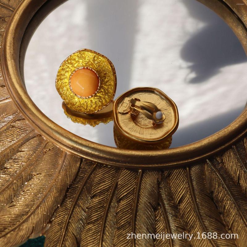 

Stud Earrings Antique Jewelry Retro Enamel Gavilane Elegant Court Synthetic Stone Flame Earring Ear Clip Lot