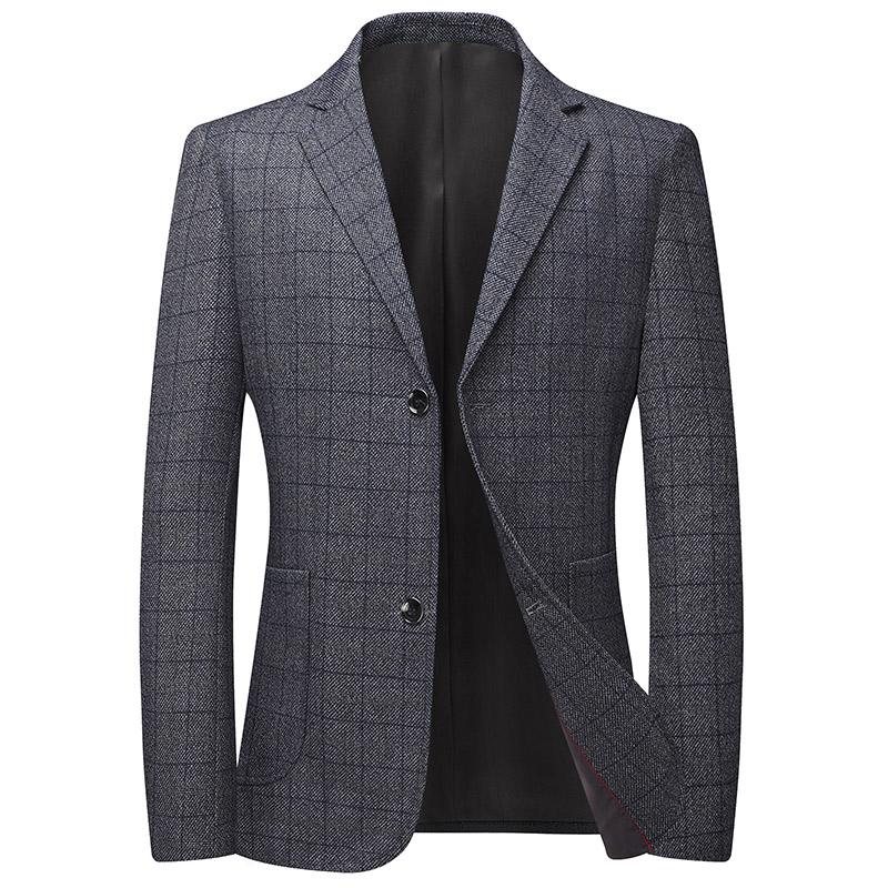 

Men's Suits & Blazers 2023Autumn/Winter Mens Blazer Casual Business Handsome British Style Plaid Single-Breasted Fashion Slim Tops, Black