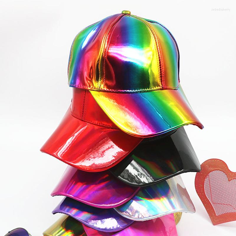 

Ball Caps 2023 Shiny Hip-hop Cap Laser Jazz Stage PU Patent Leather Baseball Hat Youth Personality Performance, Fgbq114-jin se