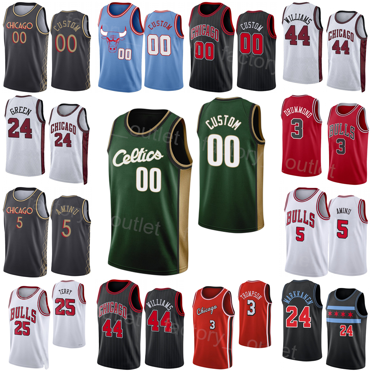 

Screen Print Men Kids Basketball Dalen Terry Jersey 25 Goran Dragic 1 Andre Drummond 3 Patrick Williams 44 Derrick Jones Jr 5 Javonte Green 24 Patrick Beverley 21 Team, White