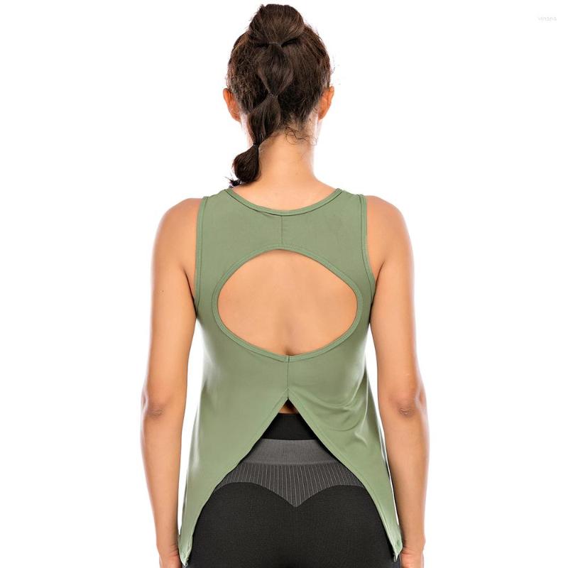 

Active Shirts Workout Sleeveless Casual T-Shirts Mesh Patchwork Back Cut-Out Polyester Sportswear For Women Gym Running Yoga Tennis Fitness, Black